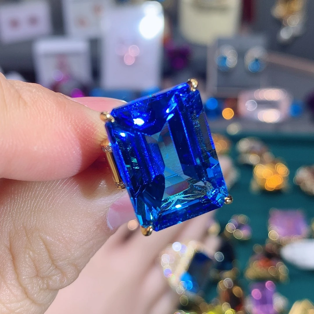 托帕石戒指银S925镶嵌m*y戒指