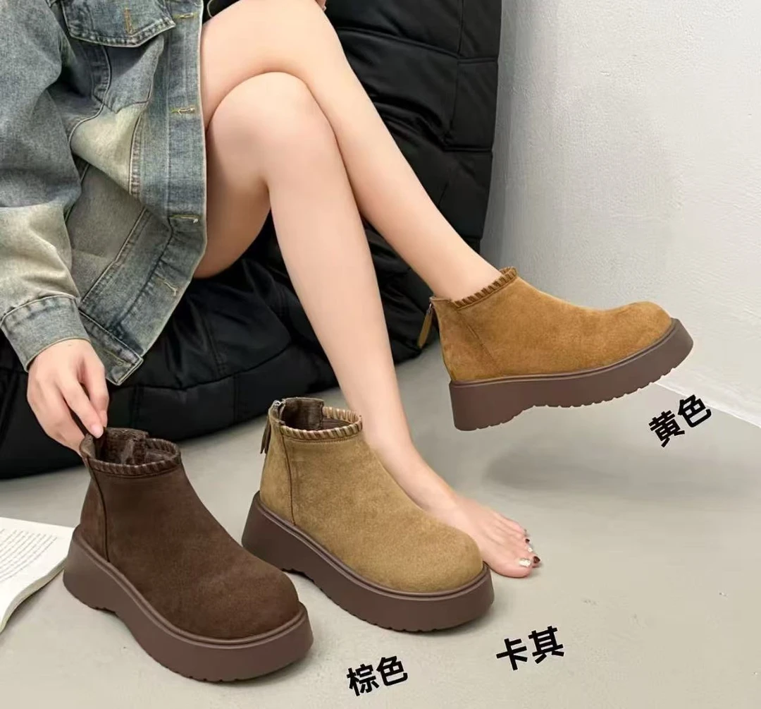 2025秋冬韩版时尚百搭拉链款加绒休闲勃肯鞋8309