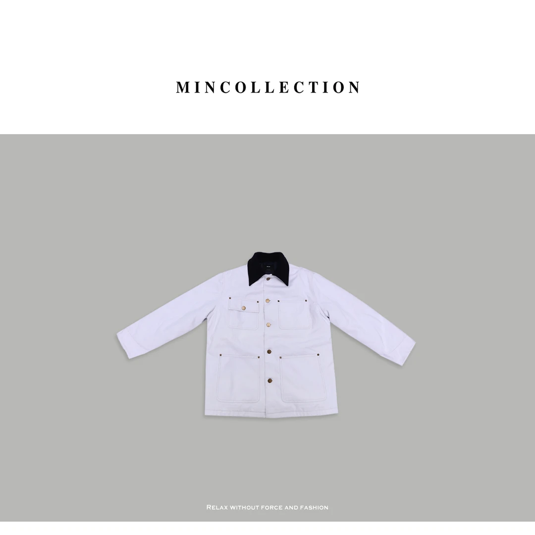 DE Mincollection新西兰白外套/男女同款做旧粗棉工装大白外套