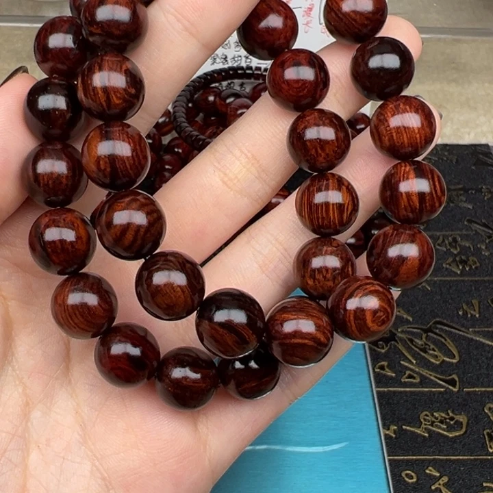 花梨木类手串/手链红降12圆珠满油单圈（瑕疵）