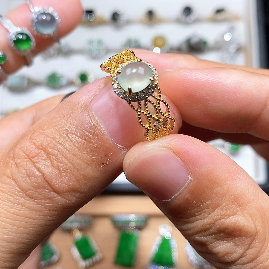 银S925镶嵌戒指翡翠名****冉戒指