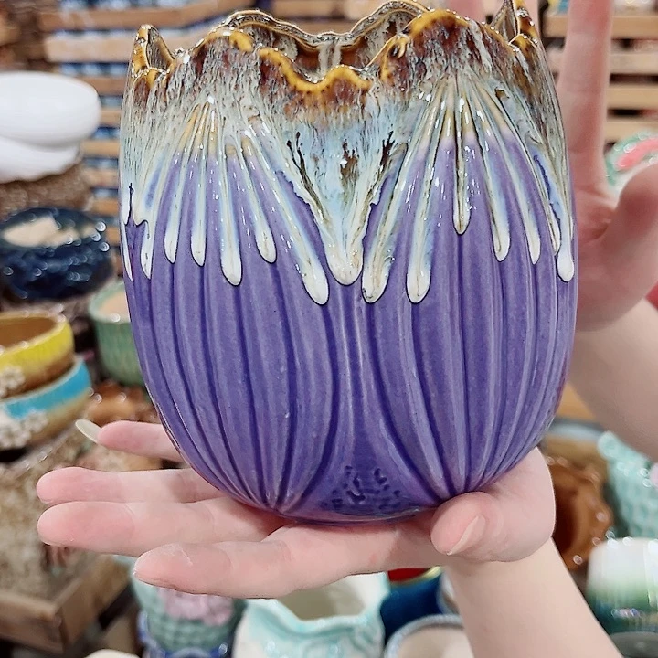 有孔.凑单10元陶瓷花盆发货！