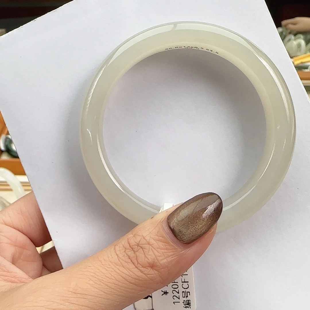 和田玉未镶嵌手镯冰 荔枝正圈56-57