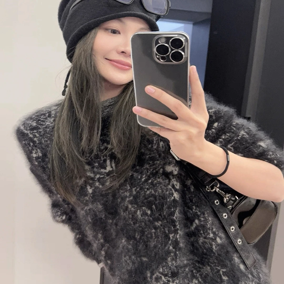 【米好家】秋冬新款针织领扎染圆领厚款时尚女士百搭针织衫保暖上衣