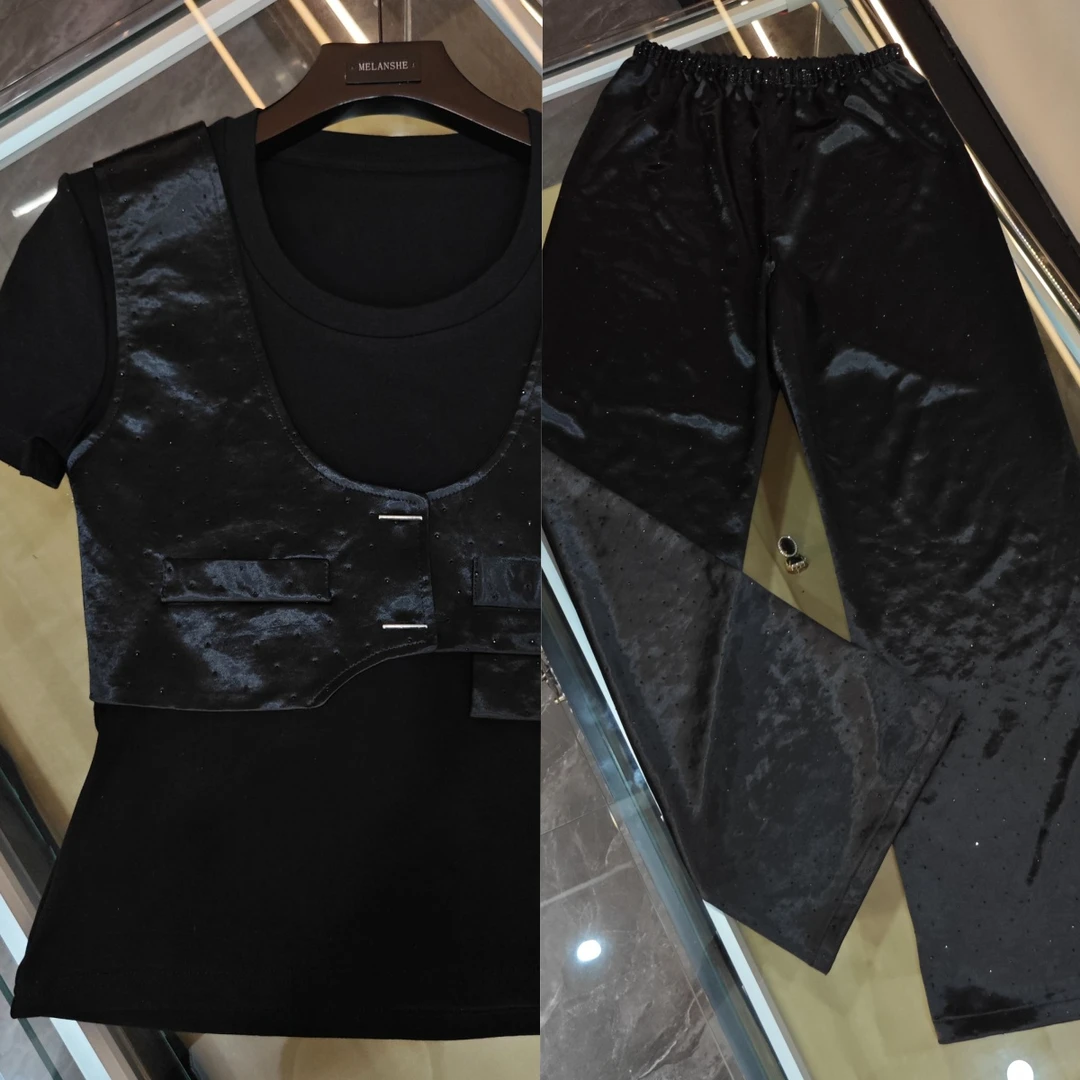 修身型排汗杂志风短袖休闲风T恤套装时尚显瘦设计师夏季 73