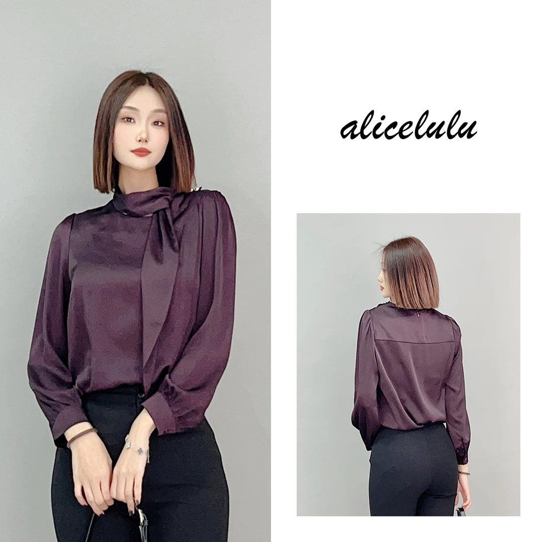 2 ALICE 韵味紫衬衫 特调茄紫 柔光缎面 S2141285E