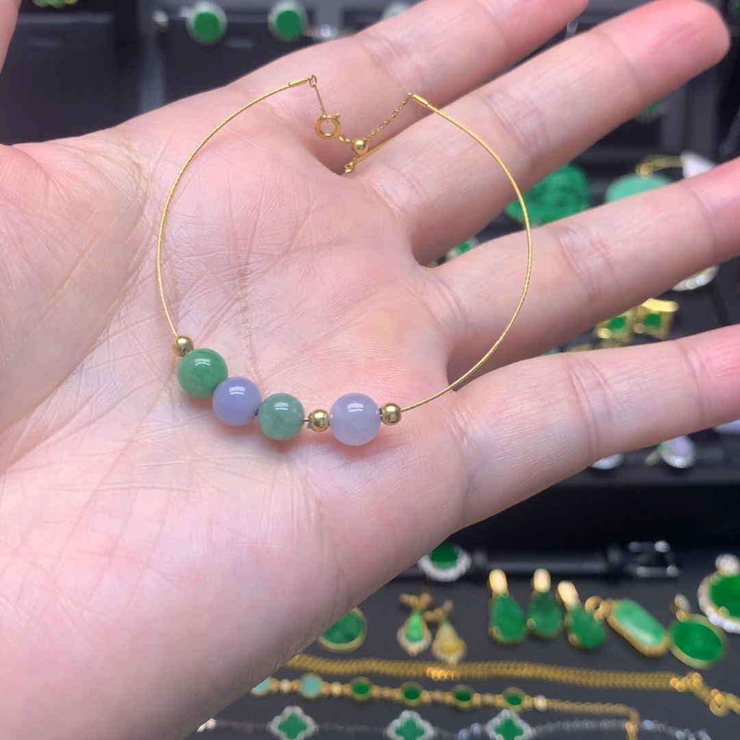 翡翠18K金镶嵌手链