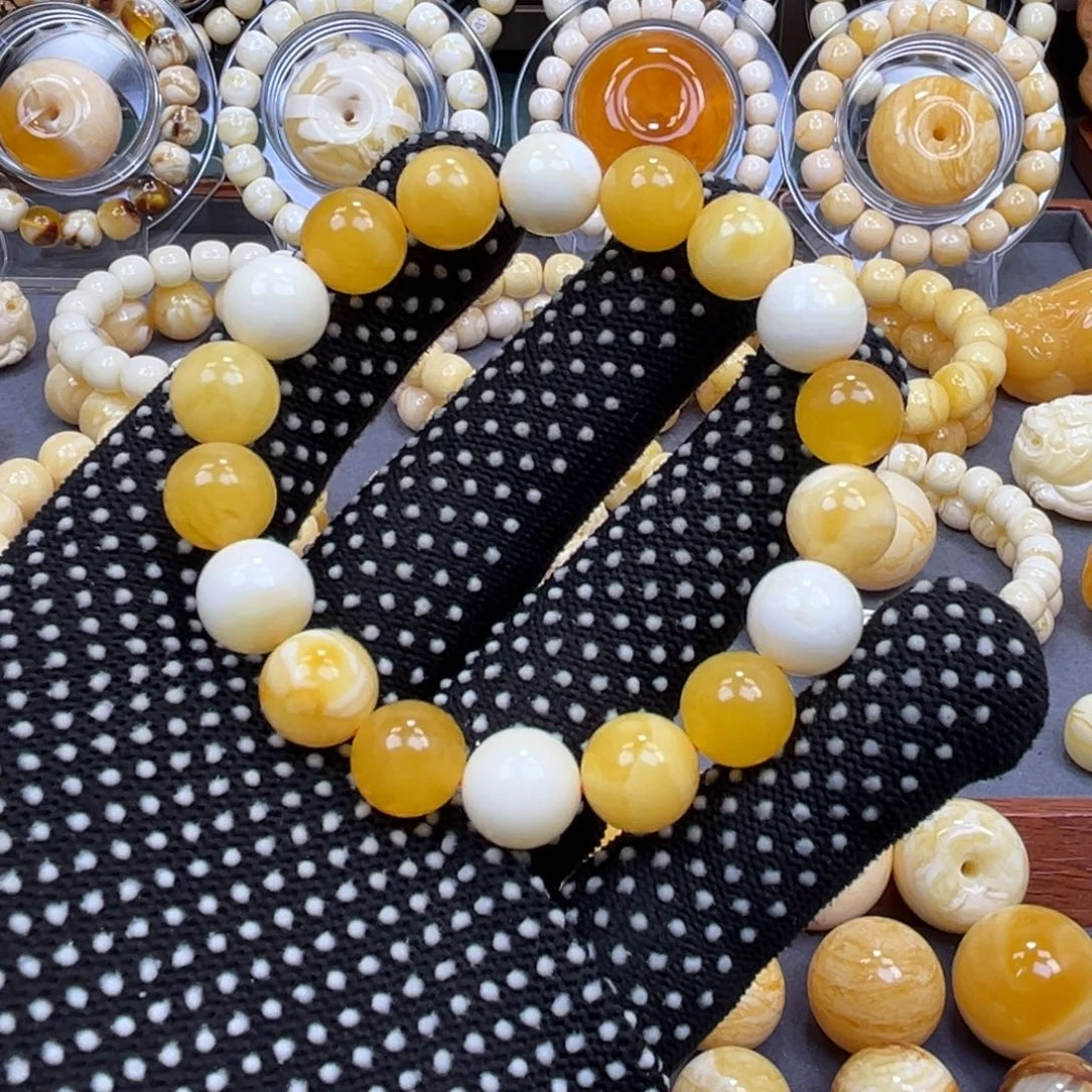琥珀未镶嵌手串多宝手串11mm