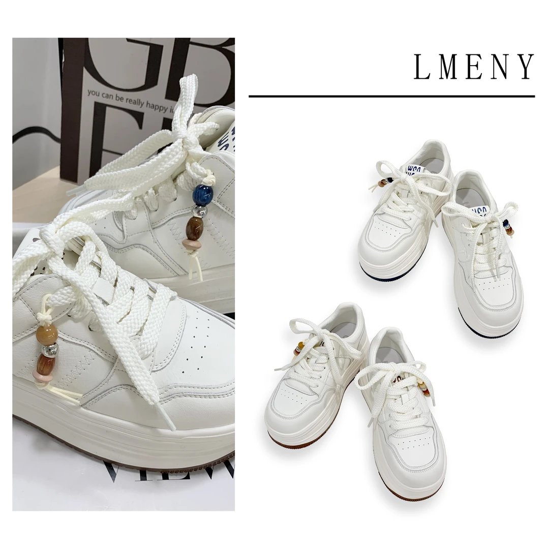 LMENY”再见一米五“厚底小白鞋 串珠增高休闲板鞋25CP002
