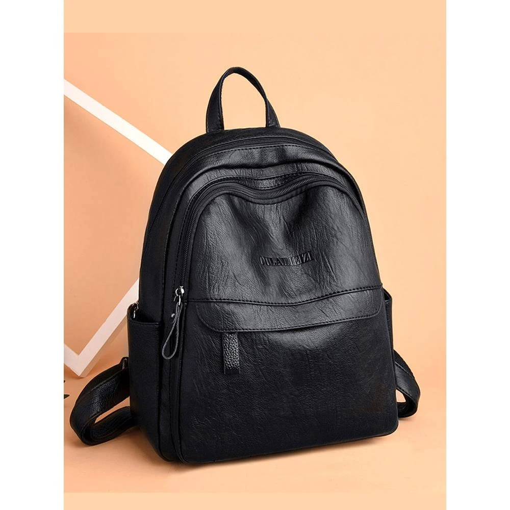 袋鼠双肩包女2025新款大容量真皮妈妈包时尚女士软皮头层牛皮背包