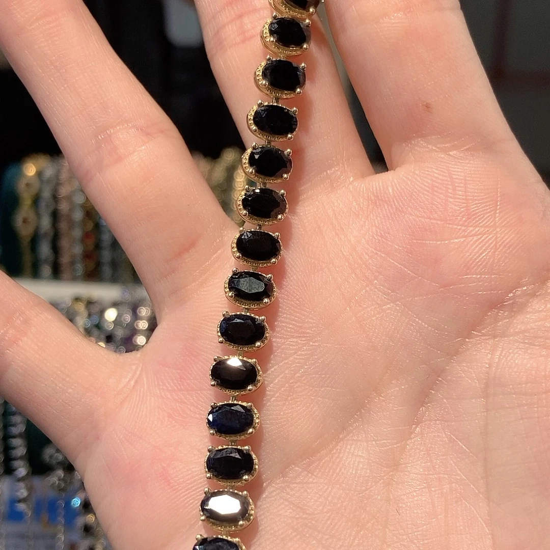 蓝宝石手链银S925镶嵌山*