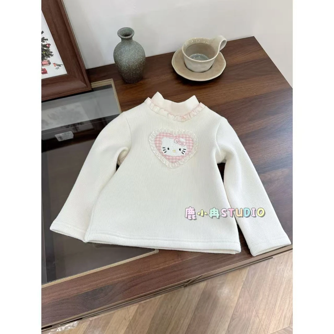 【鹿小冉】秋冬女童加绒打底衫儿童可爱甜美冬款百搭上衣6076