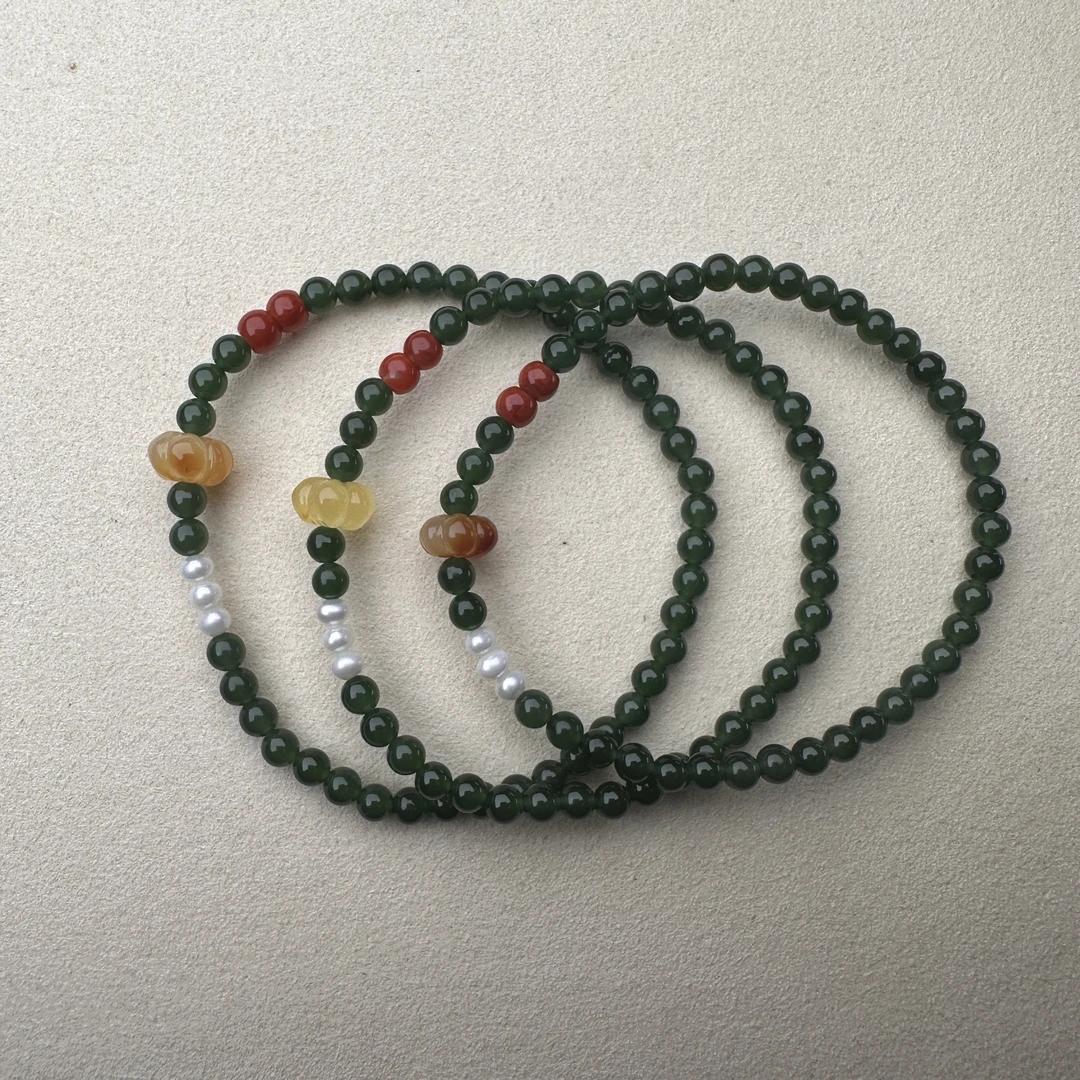 全品无黑点和田碧玉手链单圈T040多样性发其一