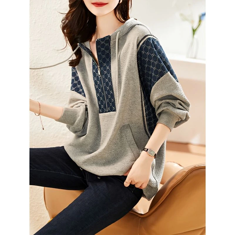 连帽卫衣女洋气2025年新欧洲站大码宽松休闲秋装长袖上衣5207663