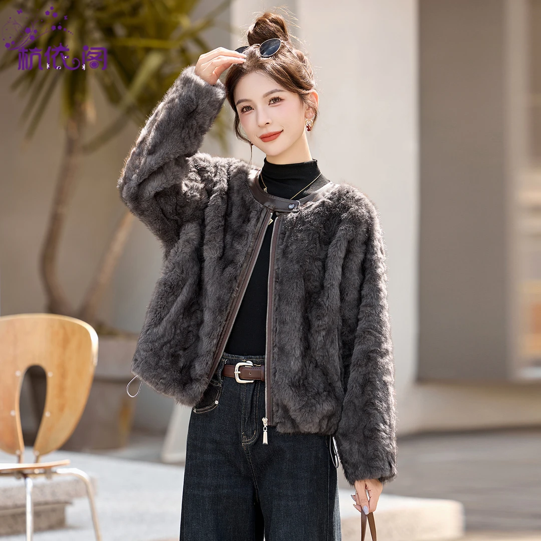 皮毛一体厚外套女冬2025新款小个子保暖仿羊羔毛环保皮草毛绒上衣