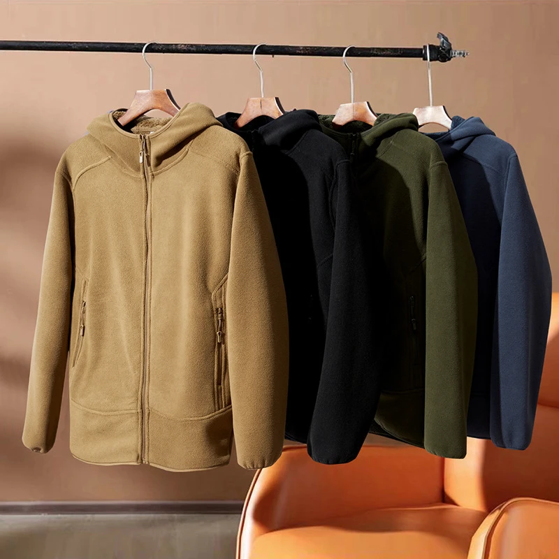 厂家直销连帽摇粒绒外套男加绒加厚秋冬新款拉链开衫抓绒爆款上衣