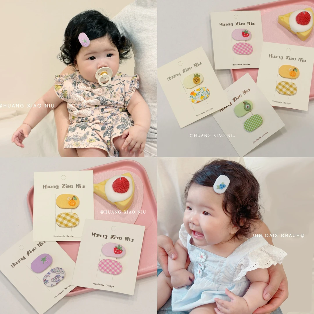 黄小妞宝宝椭圆夏日发饰可爱bb夹不伤发发夹水果女童头饰发饰