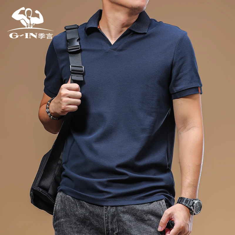季言polo衫男士夏季2025新款高级感 夏季海鸥领商务休闲t恤上衣男