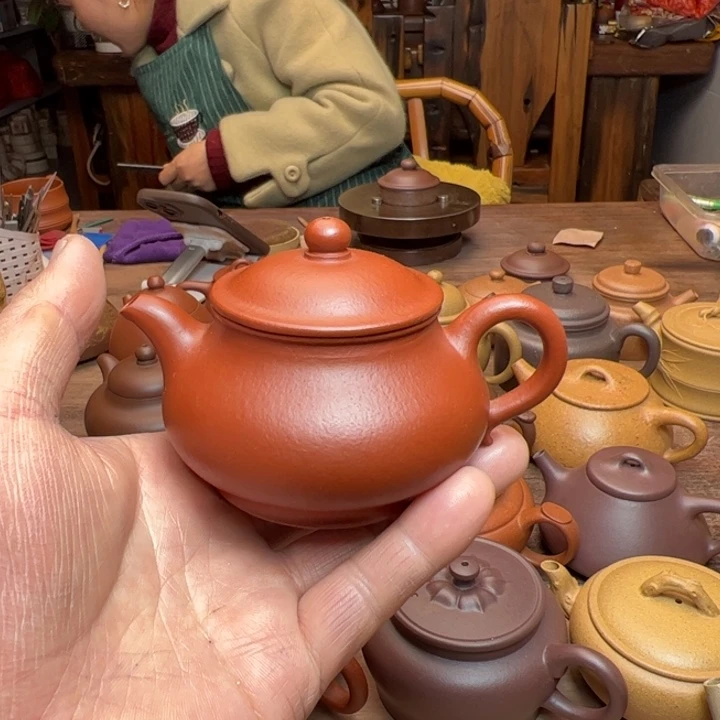 朱泥茶壶朱泥半手工制作潘壶170c c