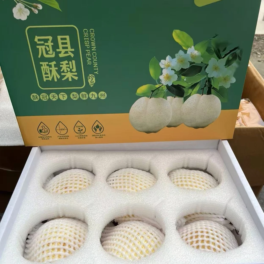 鸿江岸冠县山农酥梨礼盒6枚一级探花果冠县山农酥梨正宗山农酥梨