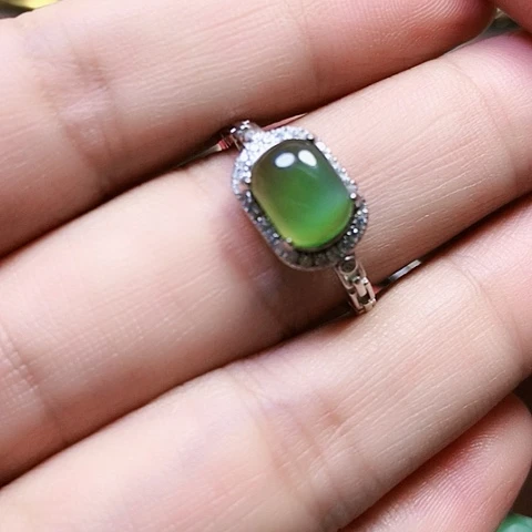 和田玉戒指银S925镶嵌