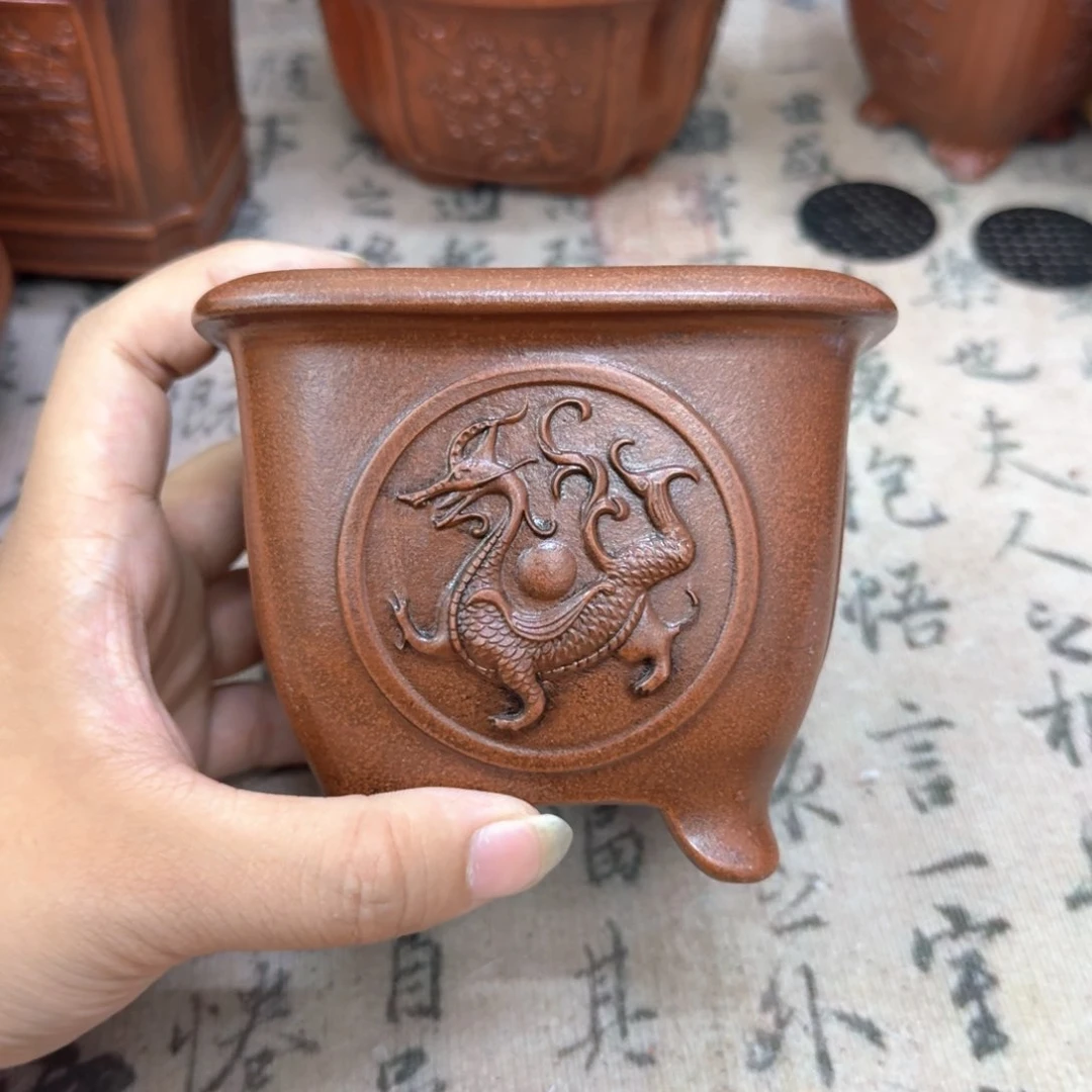 紫砂花盆9.5x8内经紫砂花盆