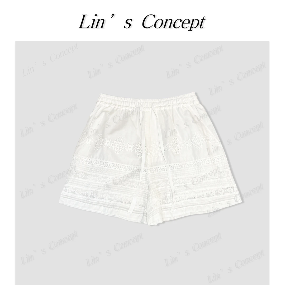 【Lin's concept】极简设计师款镂空刺绣时装短裤 DL2405531
