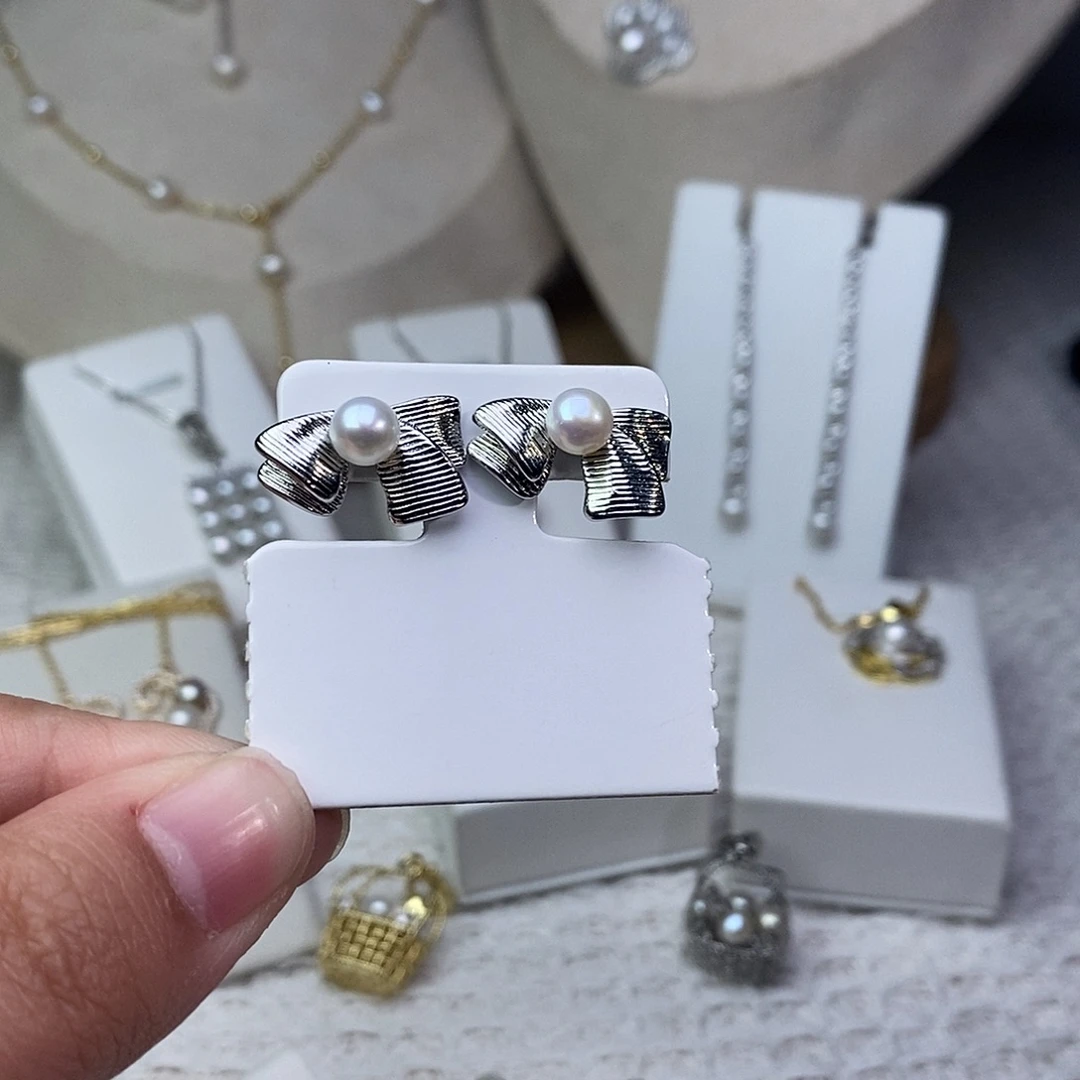淡水珍珠耳饰银S925镶嵌