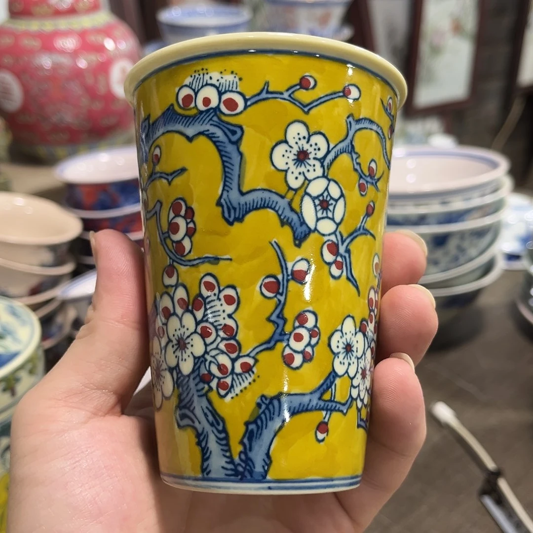 摆件///////景德镇陶瓷杯子。黄。