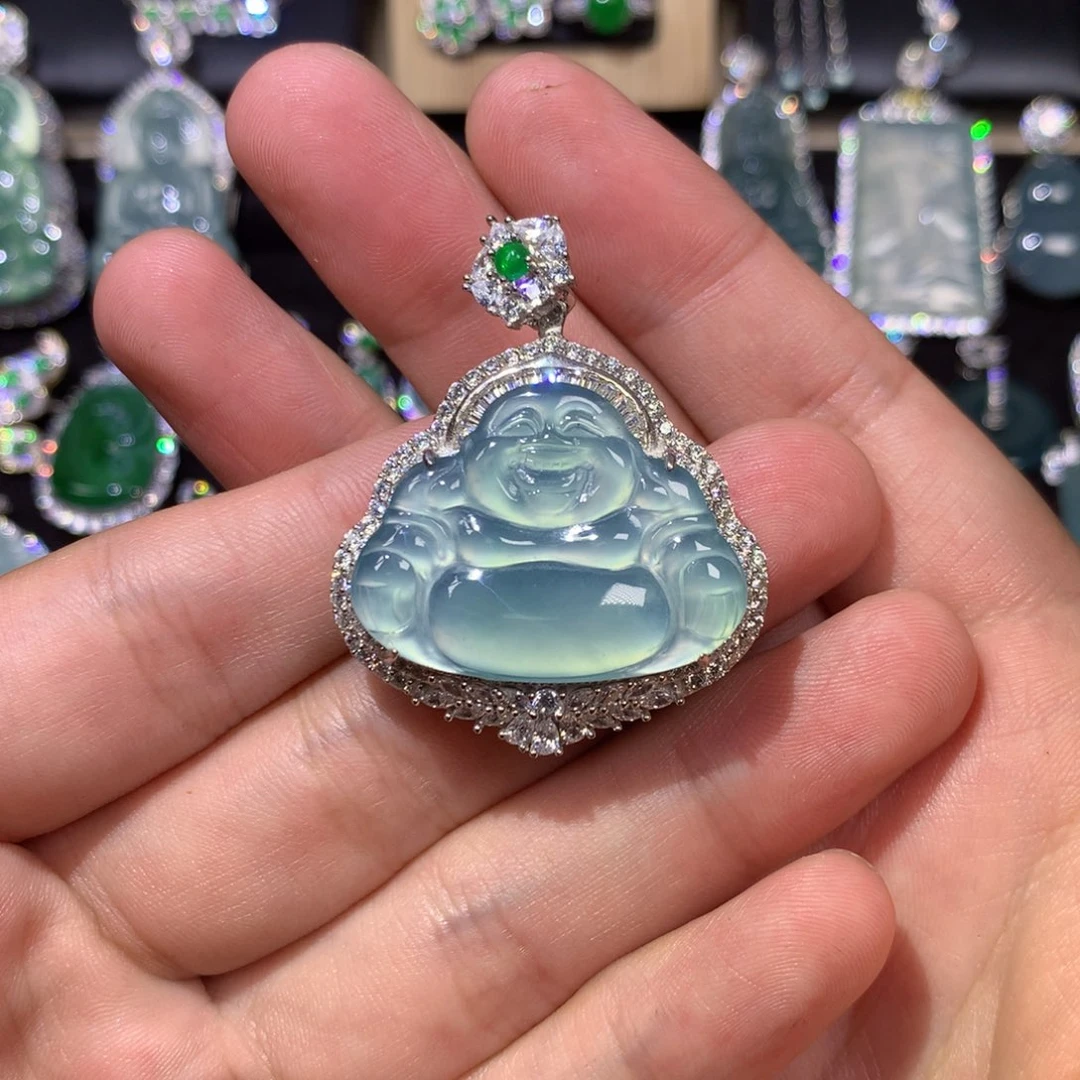 翡翠银S925镶嵌吊坠(赠链)