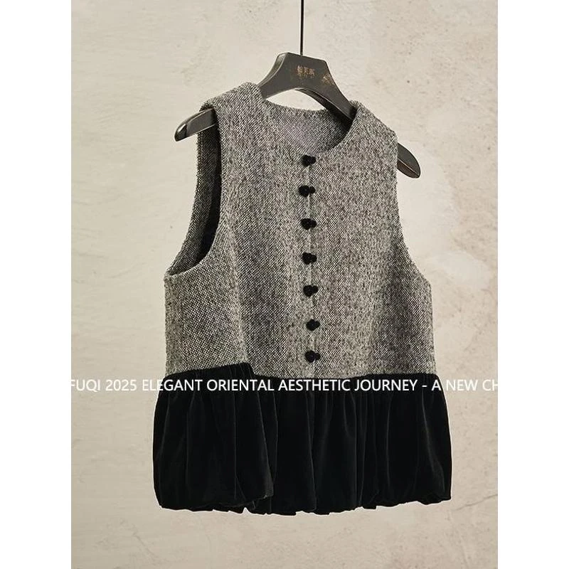 2025年早春时尚新中式马甲显瘦网红坎肩马夹气质女装上衣潮上衣