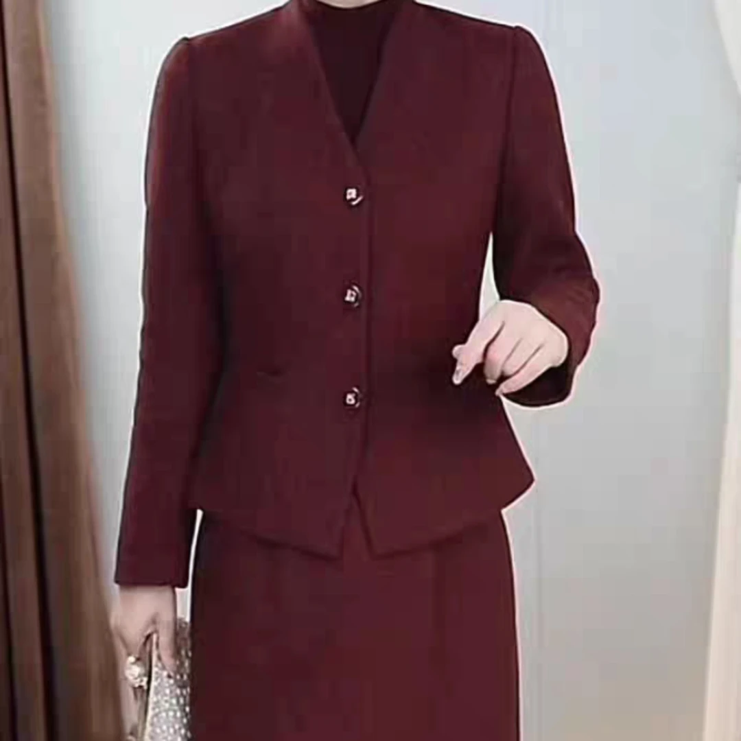 【歌哥优质】秋冬新款时尚修身显瘦洋气气质外套连衣裙两件套装3602