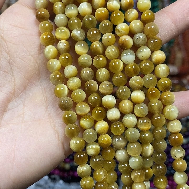 玛瑙/玉髓未镶嵌珠宝半成品A级金虎卡6mm一条