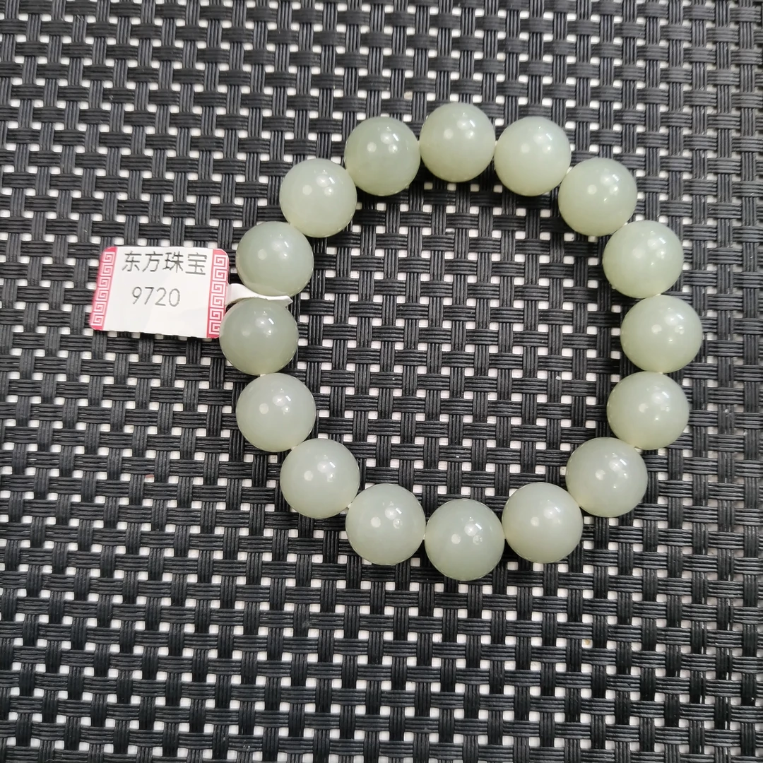 和田玉卡13青白玉手串