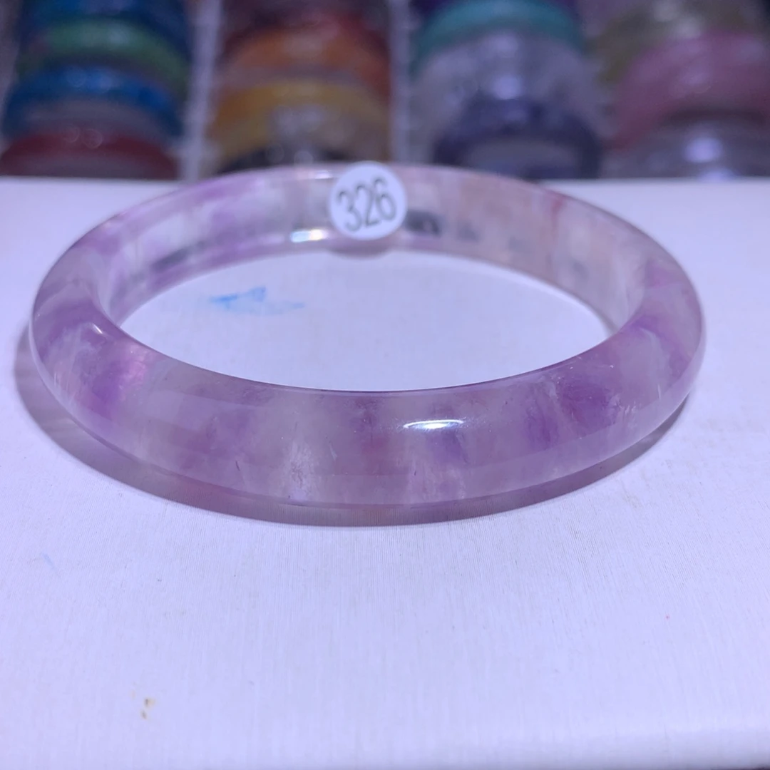 手镯水晶银S925镶嵌紫兔毛58.3圈326