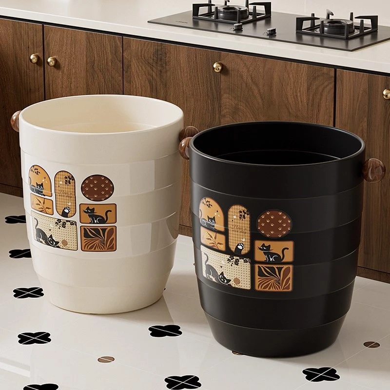 中古风垃圾桶家用2025新款客厅轻奢大容量高颜值卧室垃圾桶废纸篓