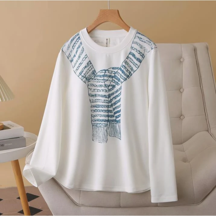 特大码300斤披肩印花女上衣韩系INS长袖T恤防晒