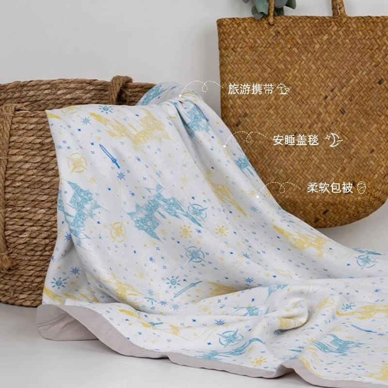 广东阳江店【桑蚕丝凉感纱布被】四层纱新生儿双面柔软纱布婴儿印花