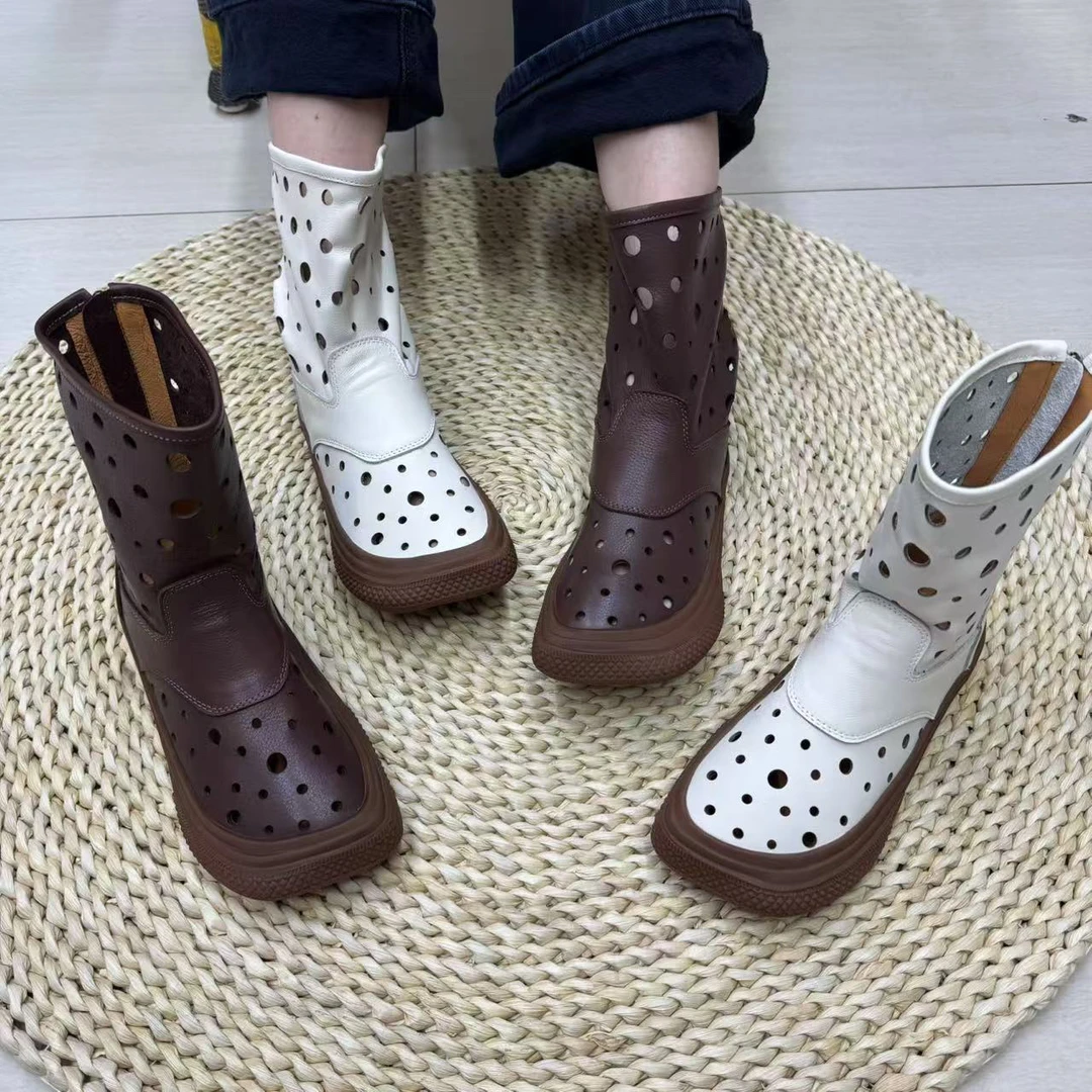 8931-12A镂空洞洞圆头高帮女鞋民族风平底夏季舒适百搭洞洞鞋