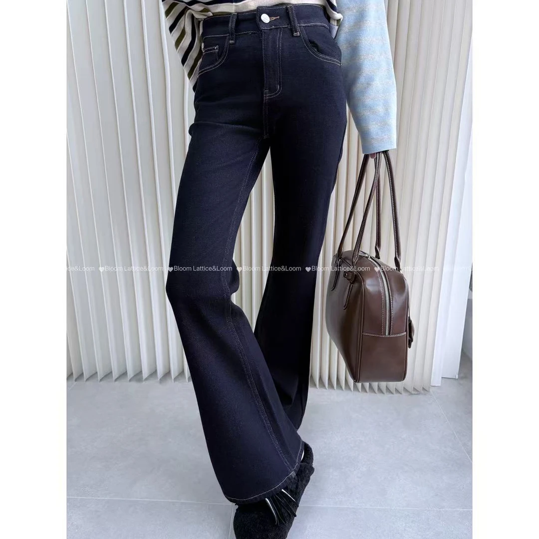 PCNY不理理“靛蓝诗语”奢牌复古单宁高腰显瘦百搭休闲牛仔微喇裤