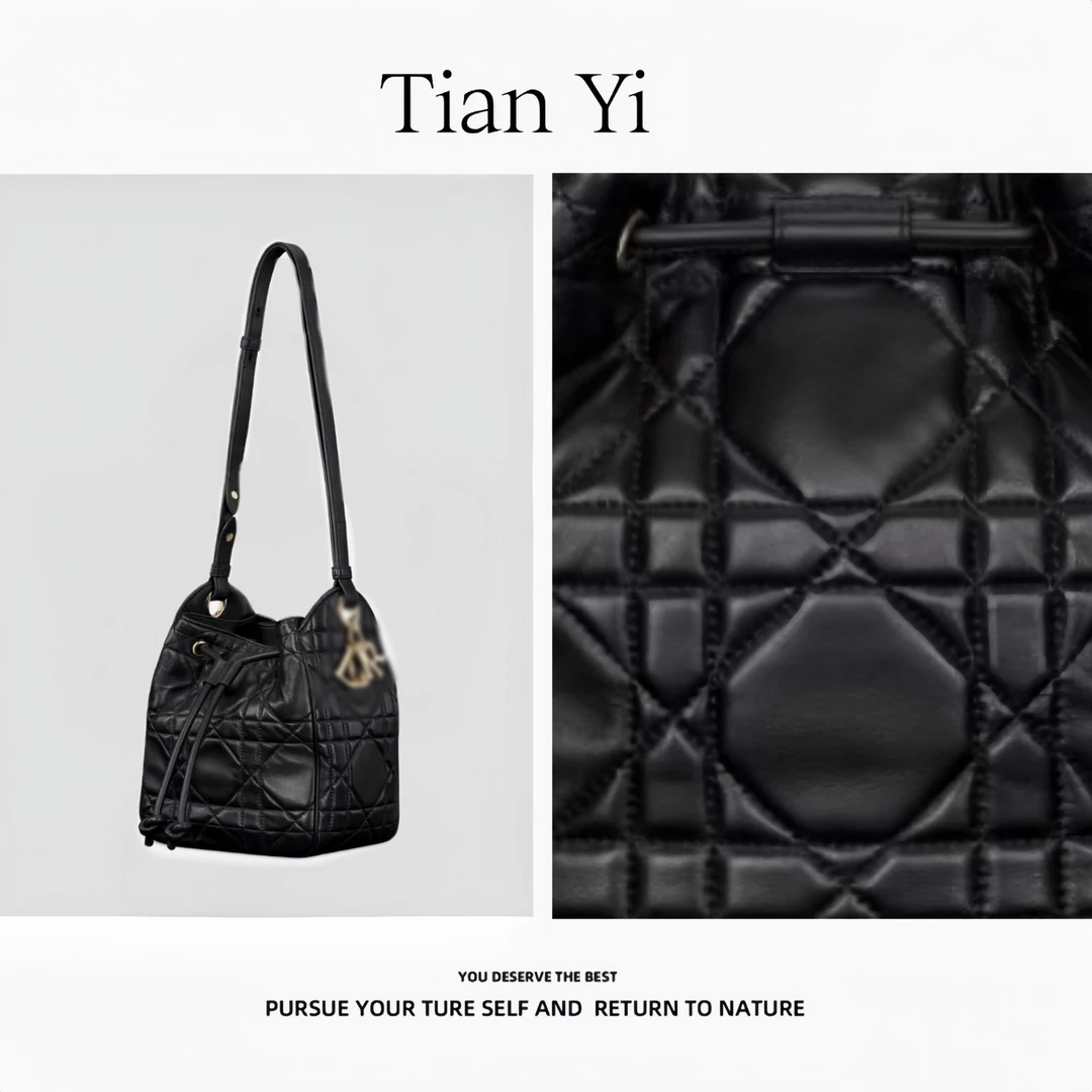 【Tian Yi渠道货】夏季新款高级感百搭水桶包单肩斜挎女包2625黑色