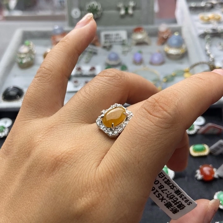 翡翠戒指银S925镶嵌戒指