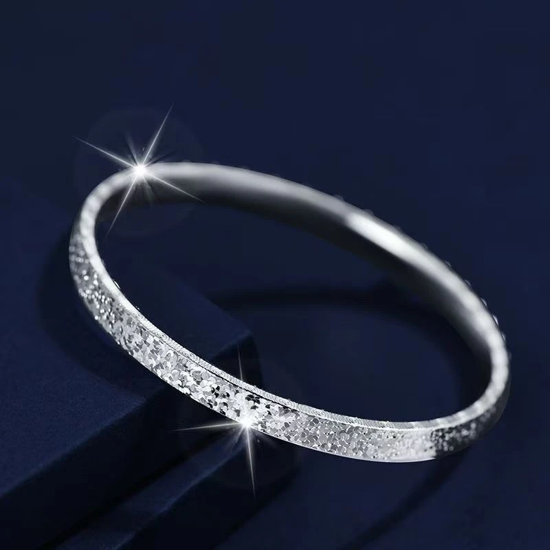 足银纯银999银手镯碎冰冰手镯时尚高级送妈妈送朋友WSZ-6