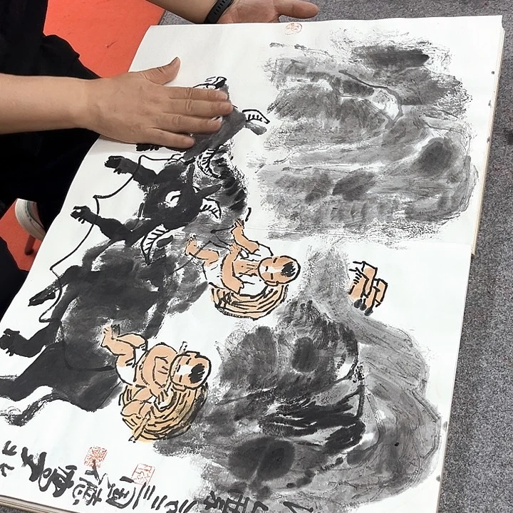 国画张国德牧牛图