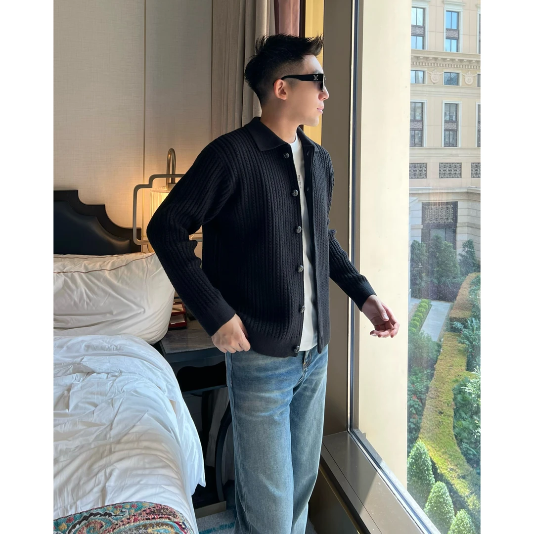 【金元宝毛衣】老钱羊毛混纺针织衫慵懒立领男士夹克毛衣情侣上衣