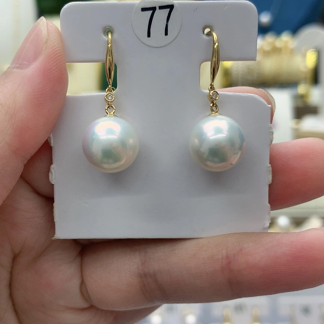 18K金镶嵌淡水珍珠耳饰