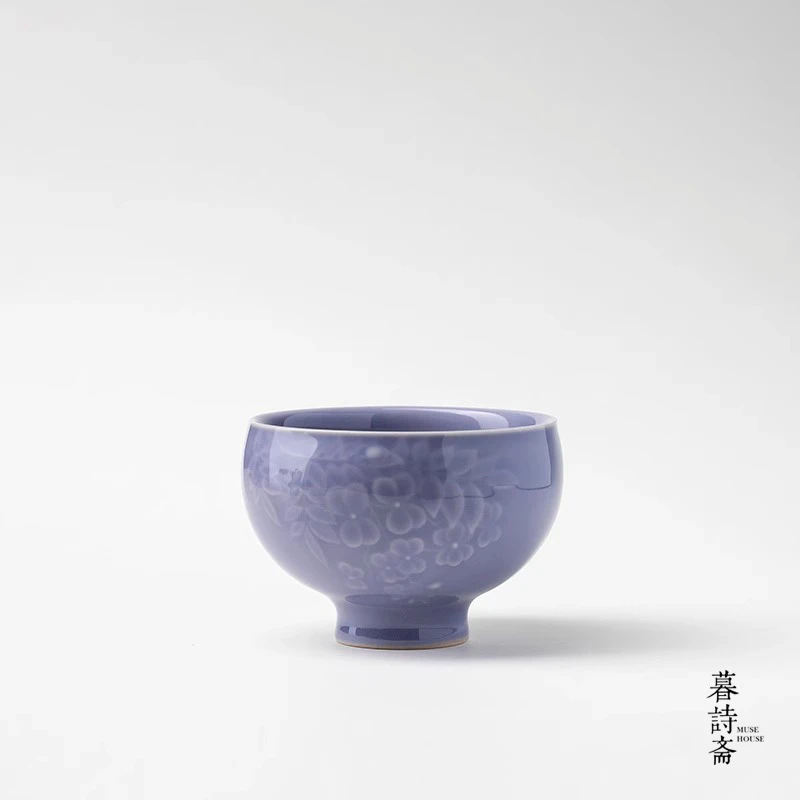 暮诗斋紫气东来绣球花主人杯陶瓷家用精致喝茶杯功夫茶具品茗杯