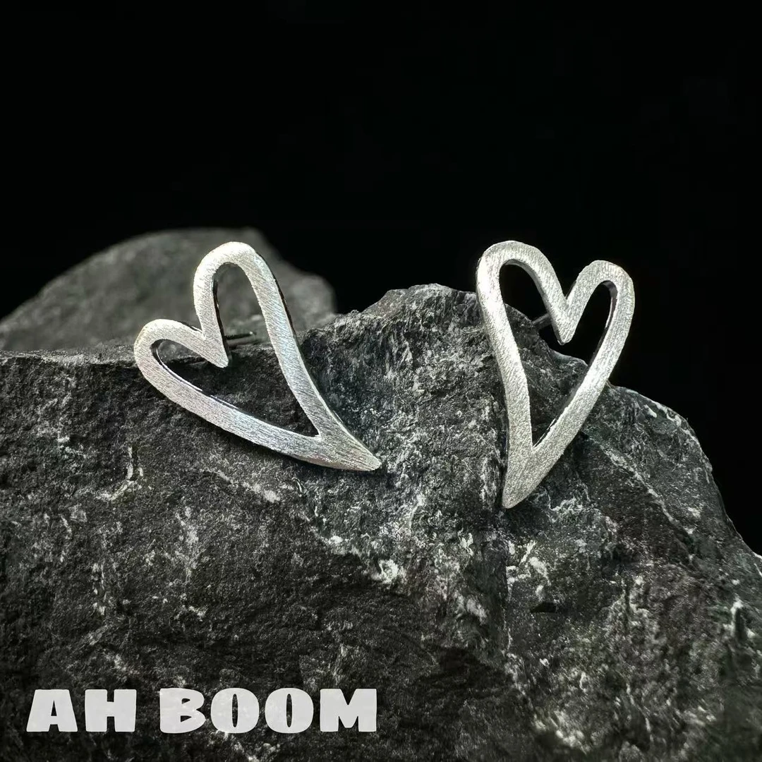 925银银制品 【磨砂爱心】气质丝绒通勤百搭轻奢手工耳饰G39