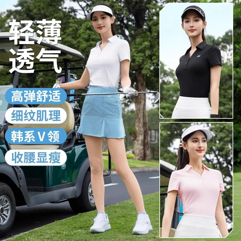 高尔夫服装女款短袖春夏季 显瘦polo衫女士网球衫T恤运动衣服短裙
