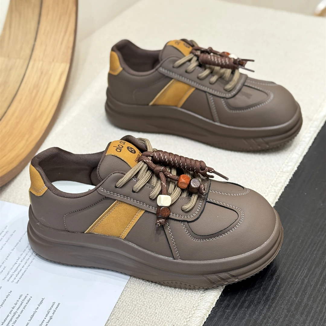 韩版轻便丑萌流苏厚底德训鞋女2025新款秋季网红松糕美拉德休闲鞋